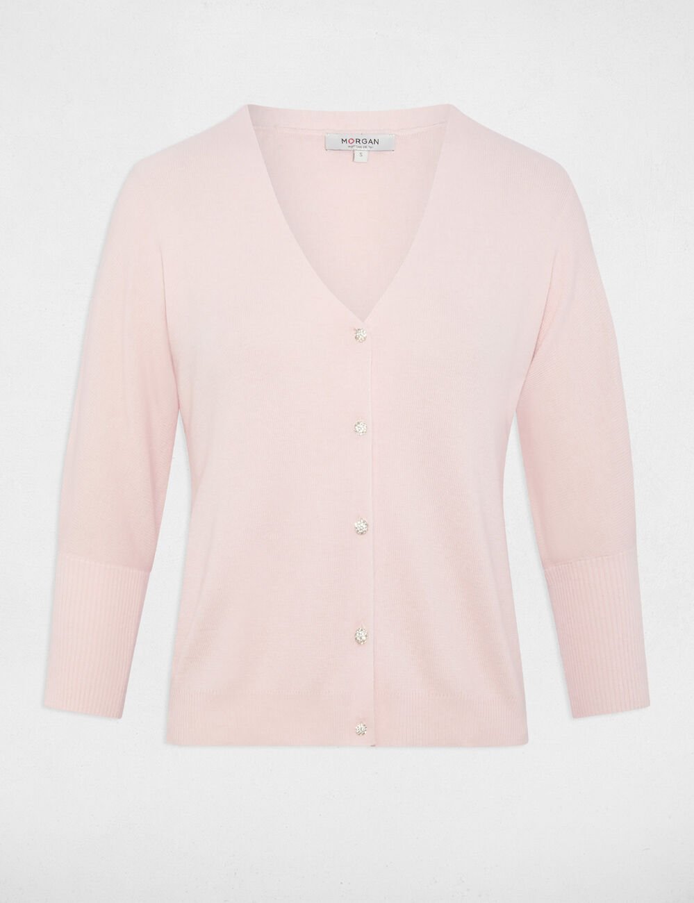 Strickjacke mit V-Ausschnitt hellrosa damen