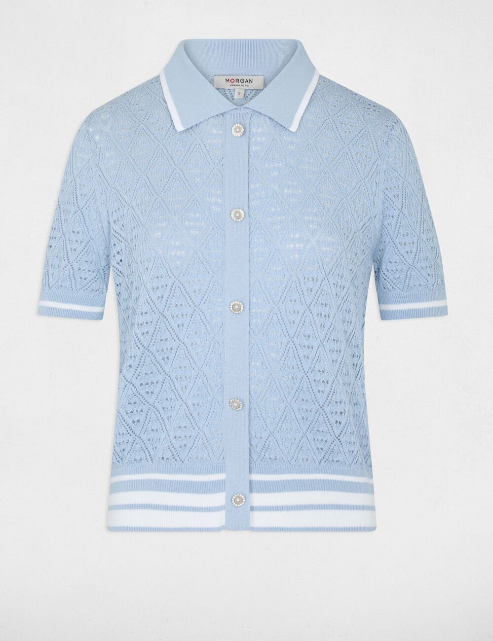 Strickjacke mit Reverskragen himmelblau damen