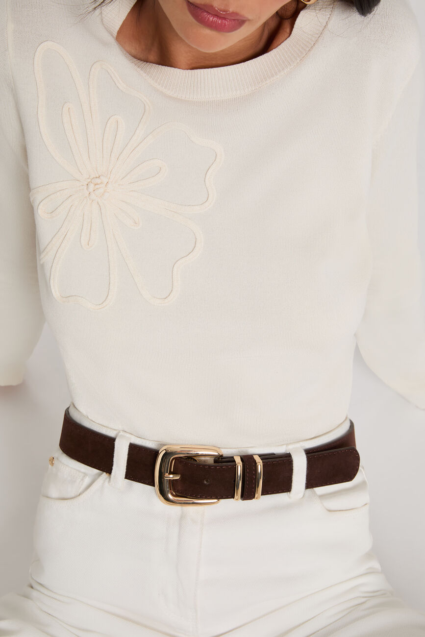 Ceinture fine similicuir marron fonc&eacute; femme