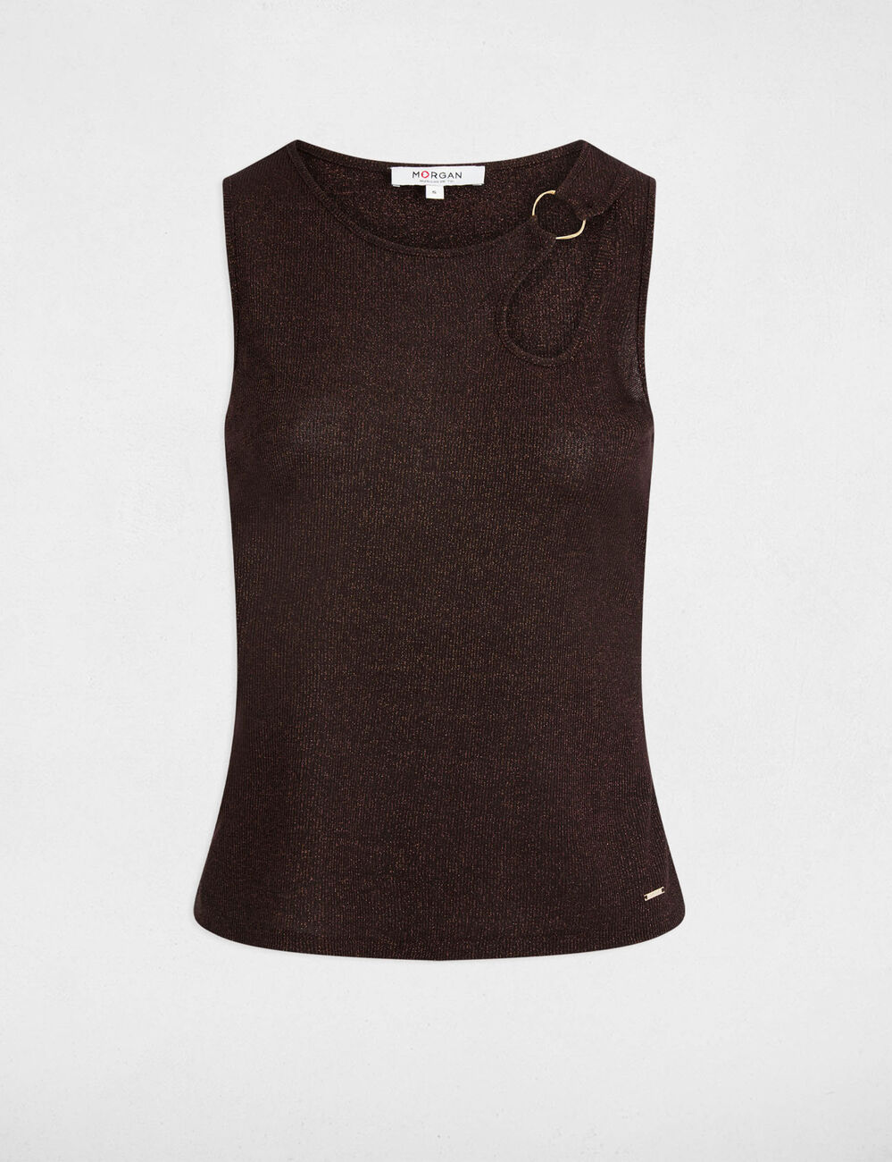 D&eacute;bardeur sans manches marron fonc&eacute; femme