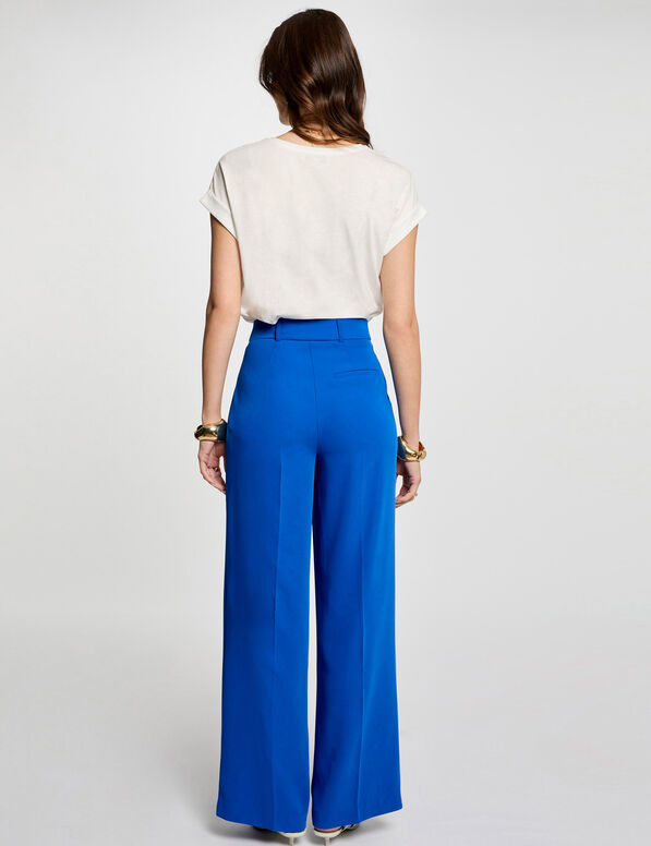 Pantalon flare fluide bleu electrique femme