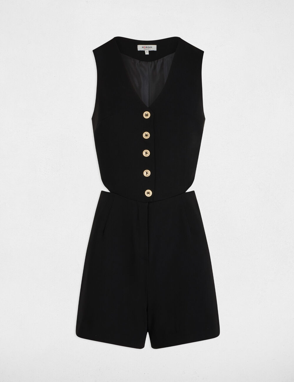 Ärmelloser kurzer Jumpsuit schwarz damen
