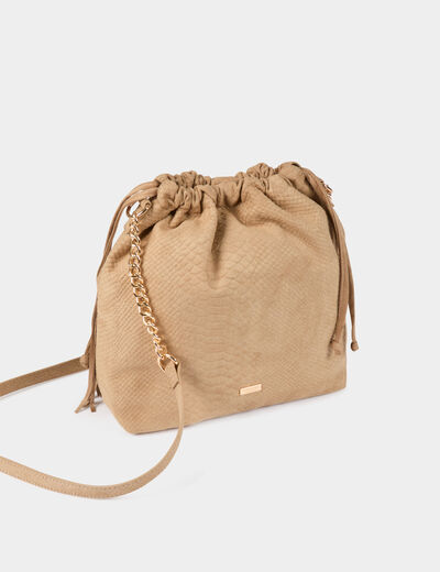 Sac seau suédine beige femme