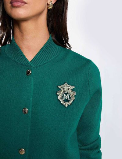 Pull col teddy vert femme