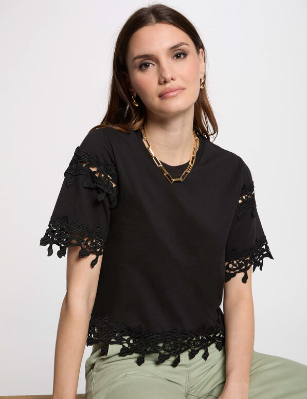 T-Shirt mit kurzen Ärmeln schwarz damen