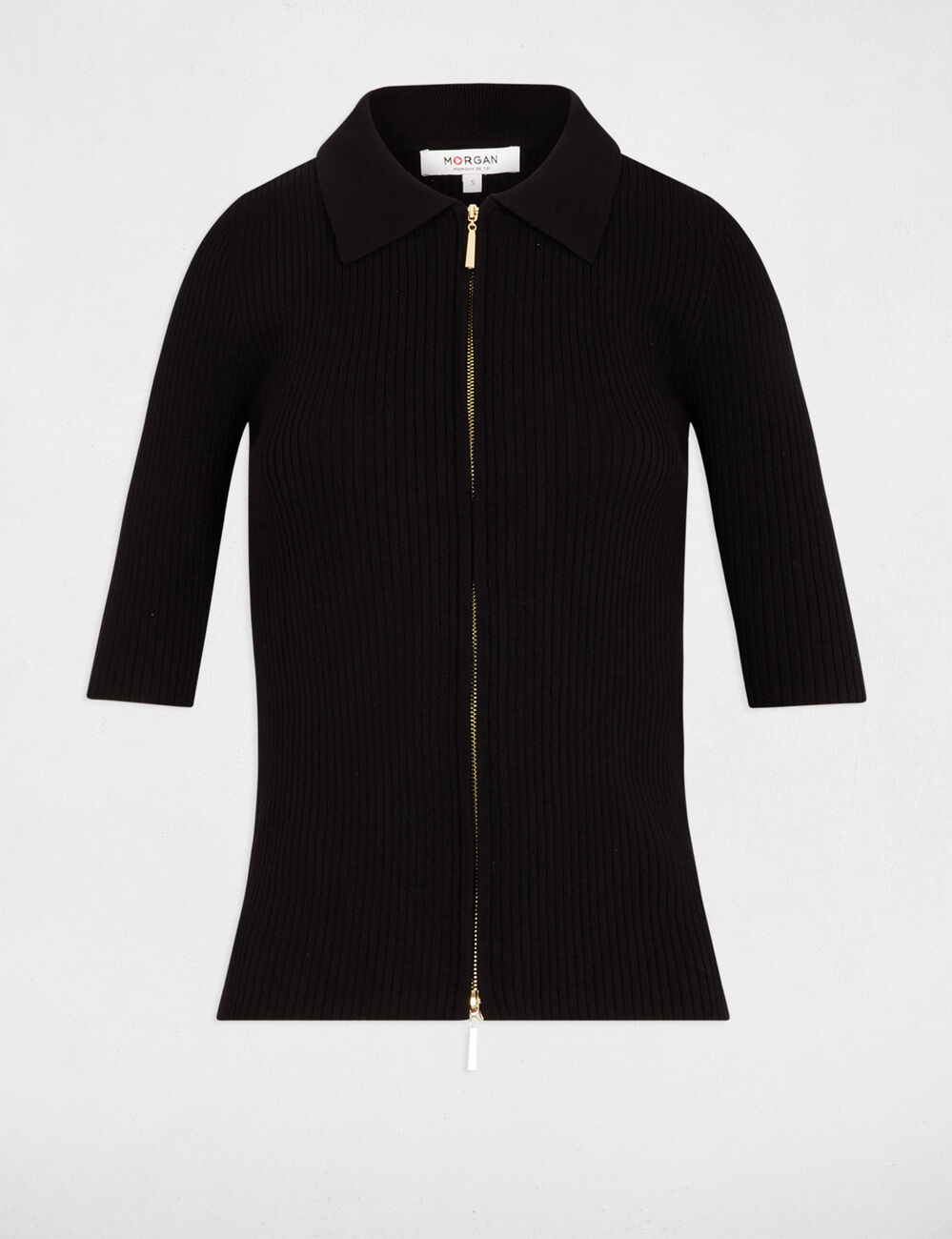 Gilet manches 3/4 noir femme