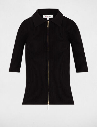 Gilet manches 3/4 noir femme