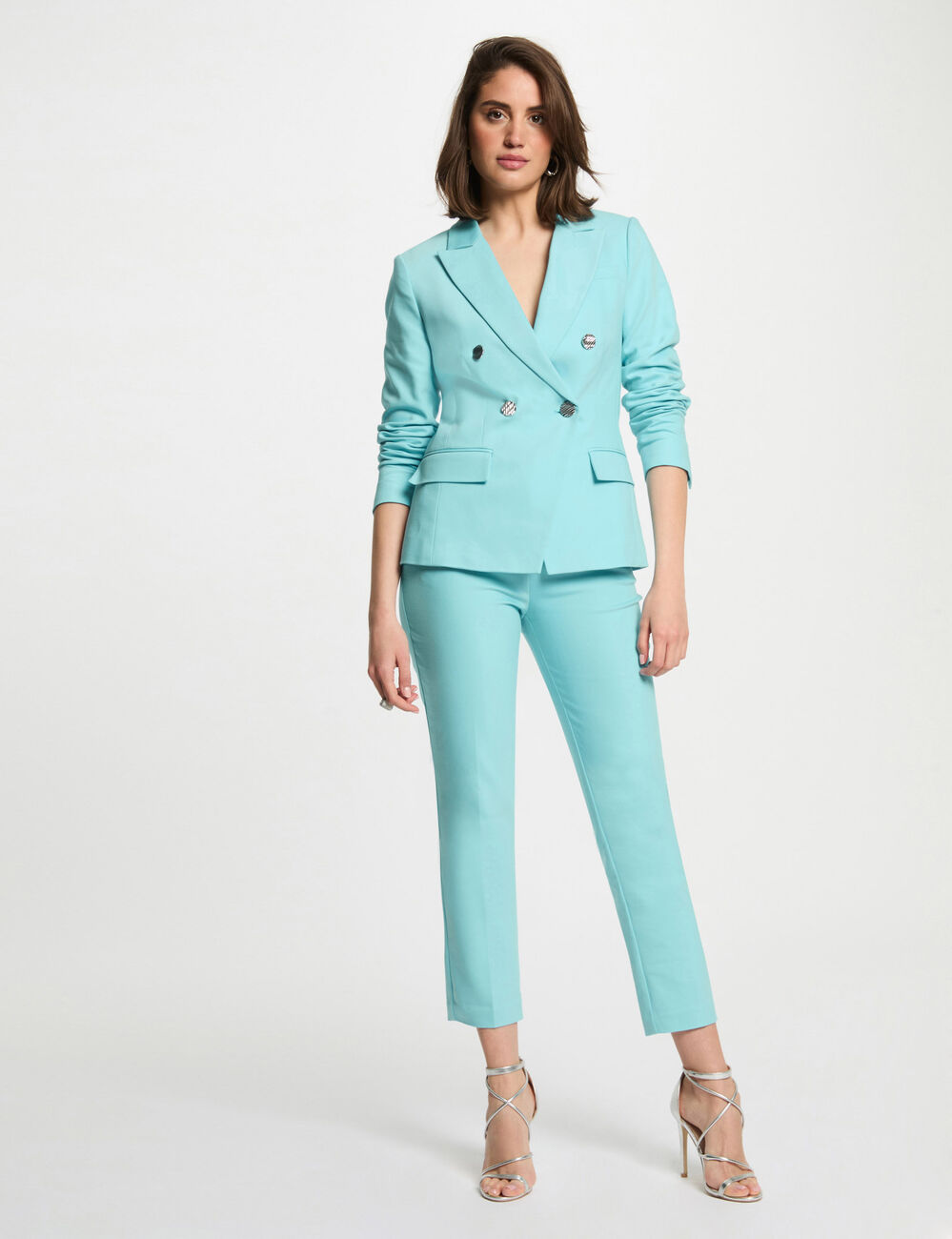 Blazer mit doppelter Knopfleiste himmelblau damen