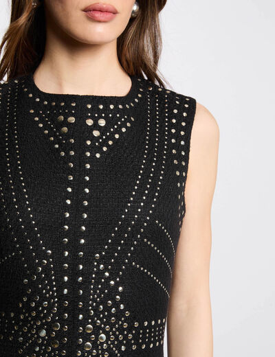 Kurzes, figurbetontes Kleid mit Nieten schwarz damen