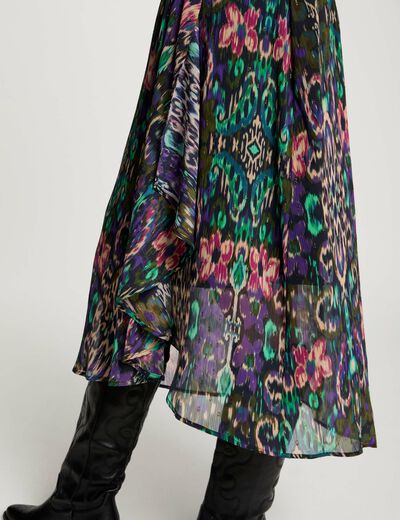 Jupe portefeuille imprimée multicolore femme