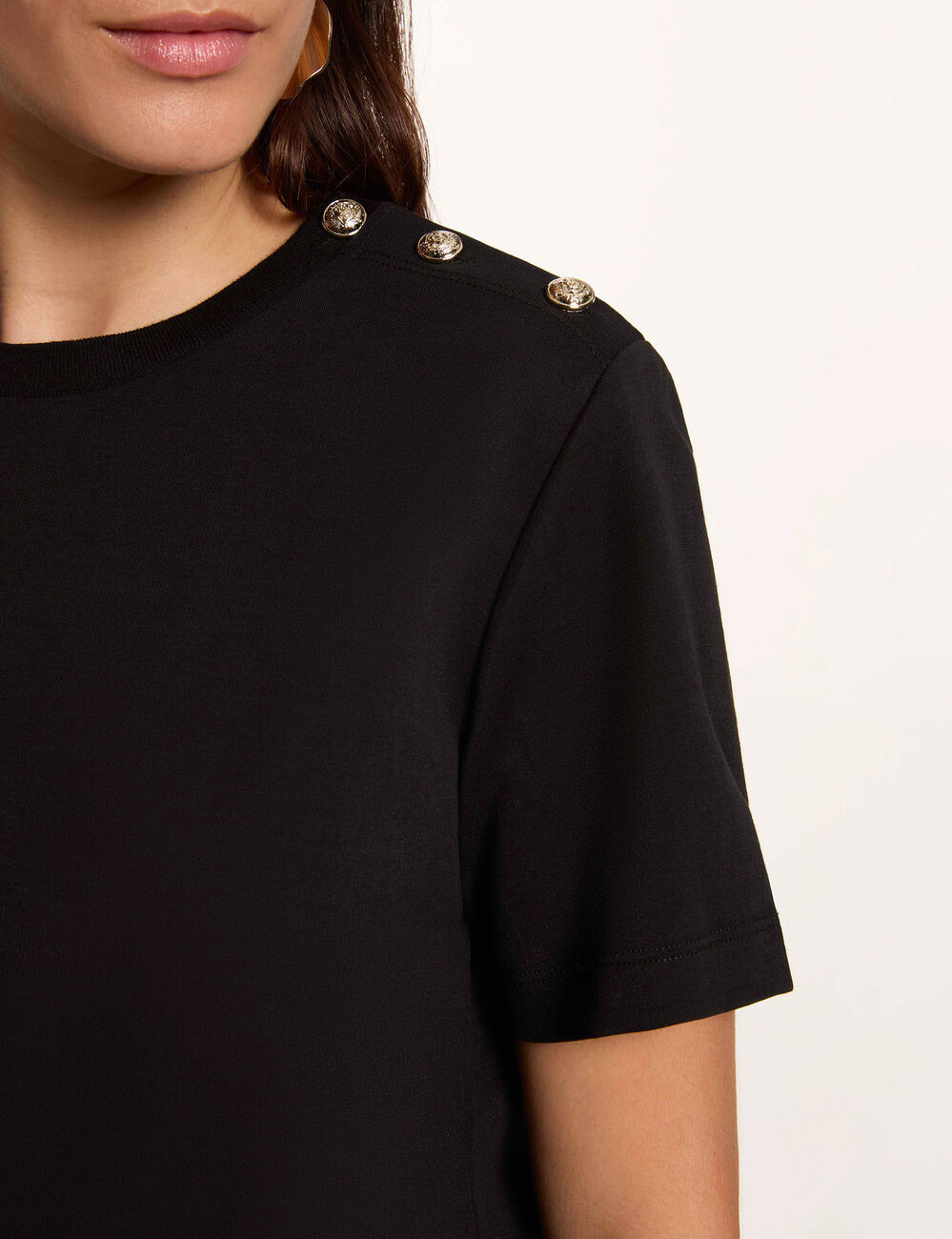 T-Shirt mit Rundhalsausschnitt schwarz damen