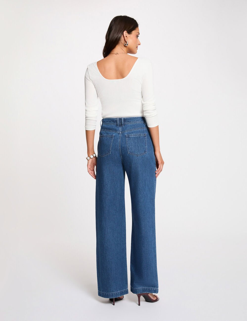 Body d&eacute;collet&eacute; manches longues blanc femme