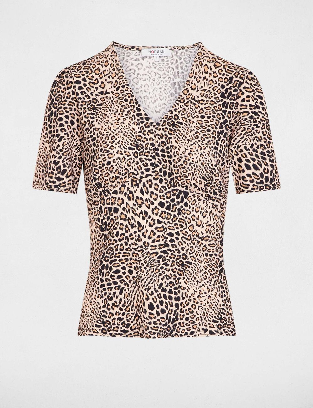 Tailliertes T-Shirt mit V-Ausschnitt mehrfarbig damen