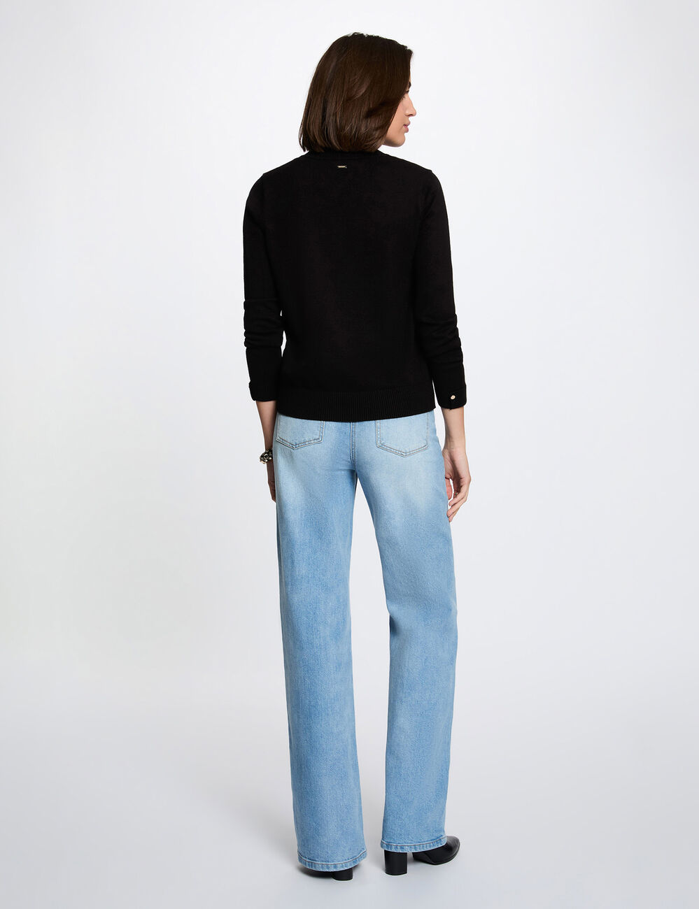 Pullover mit Rundhalsausschnitt schwarz damen