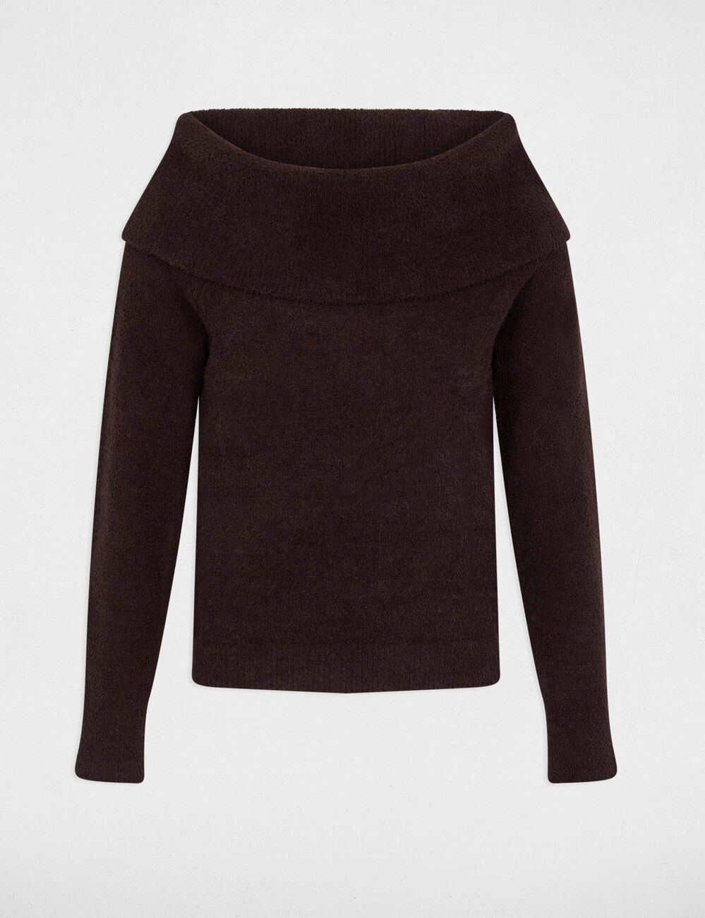 Off-Shoulder-Pullover dunkelbraun damen