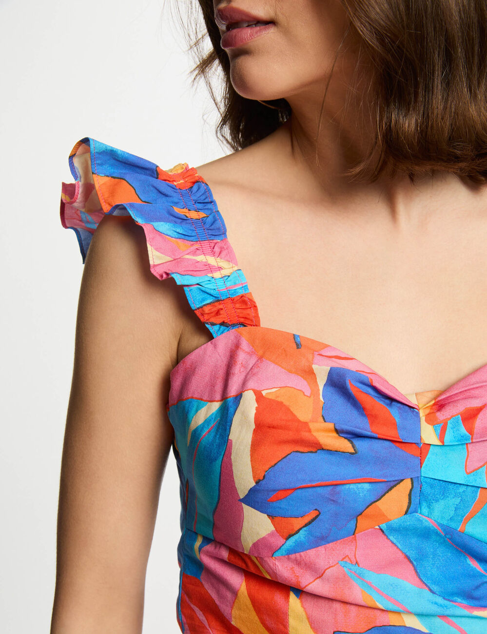 Top mit Muster und Volants mehrfarbig damen