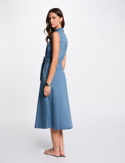 Midi-A-Linien-Kleid aus Denim stone denim damen