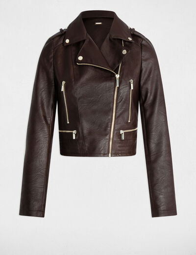 Gerader Blouson mit Reverskragen dunkelbraun damen