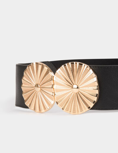 Ceinture élastiquée à boucles noir femme