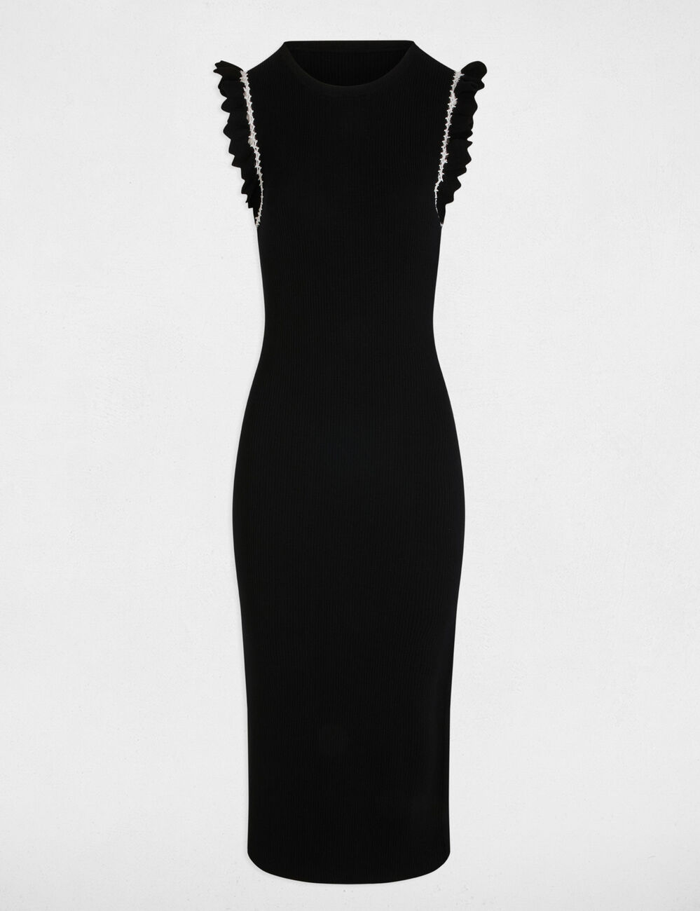 Robe tricot ajustée noir femme