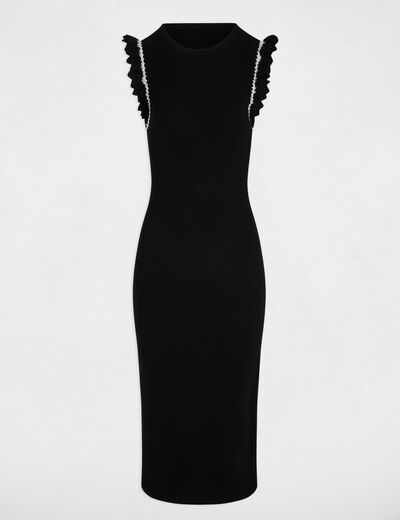 Robe tricot ajustée noir femme
