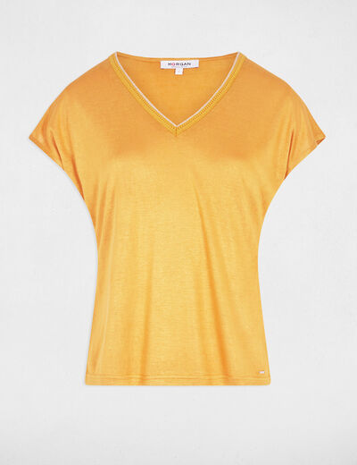 Kurzarm-T-Shirt senfgelb damen