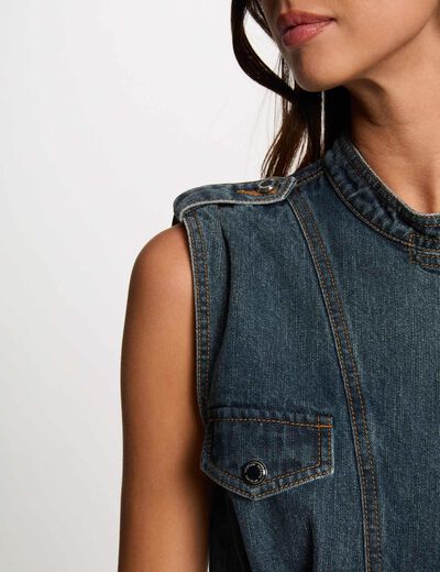 Robe courte droite en jean denim stone femme