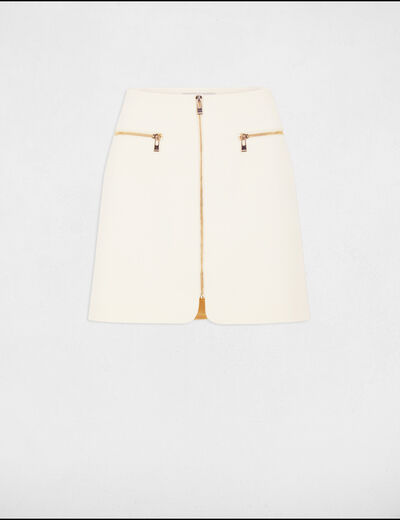 Jupe droite zippée blanc femme