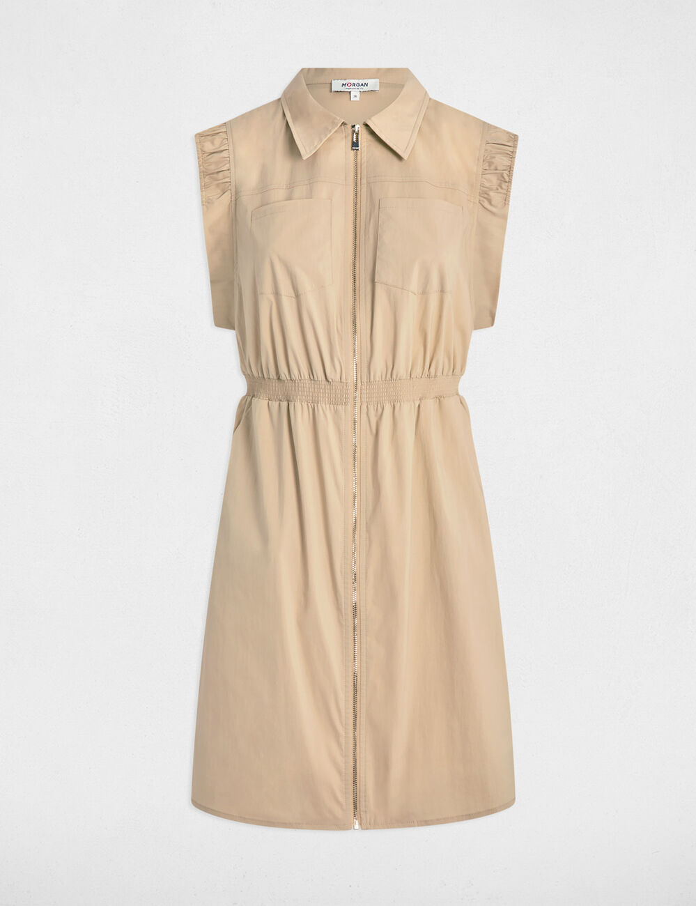 Robe courte ajustée beige femme