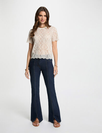 Jeans bootcut avec fentes denim brut femme