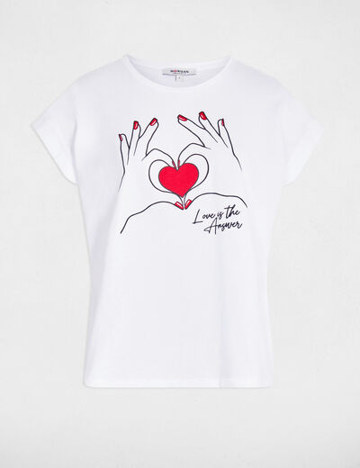 Kurzes T-Shirt weiss damen