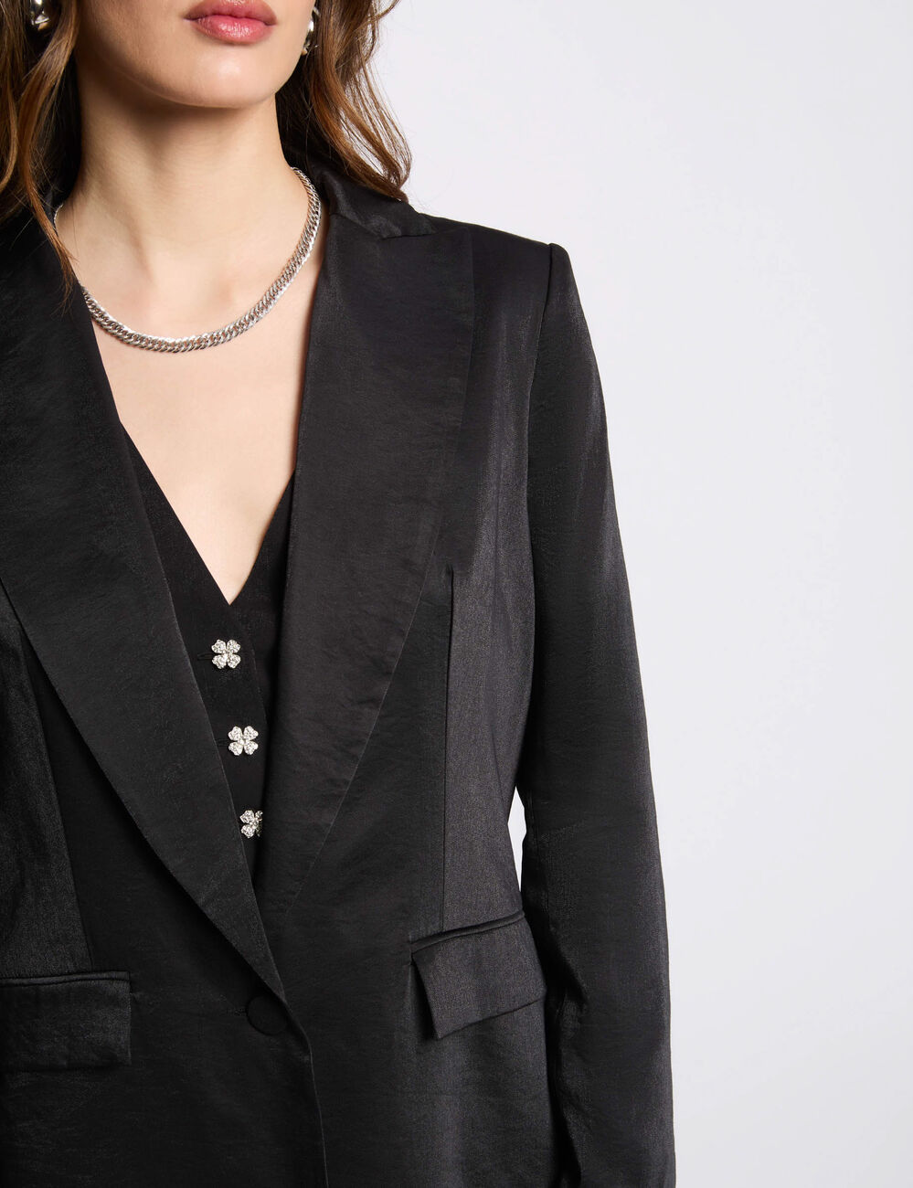 Blazer aus Wildlederimitat schwarz damen