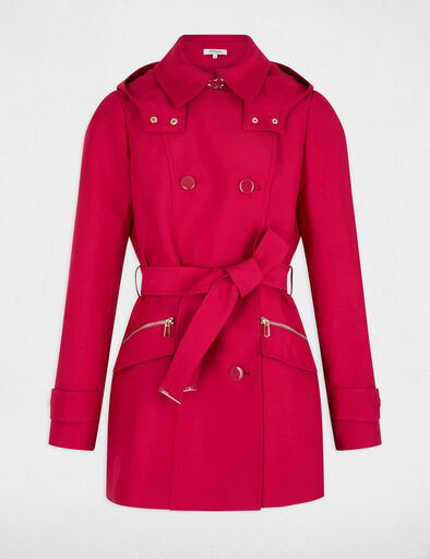 Trenchcoat mit Gürtel und Kapuze rot damen