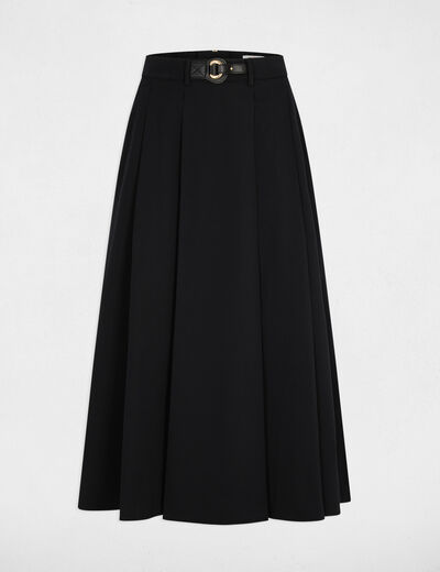 Jupe &eacute;vas&eacute;e taille haute noir femme