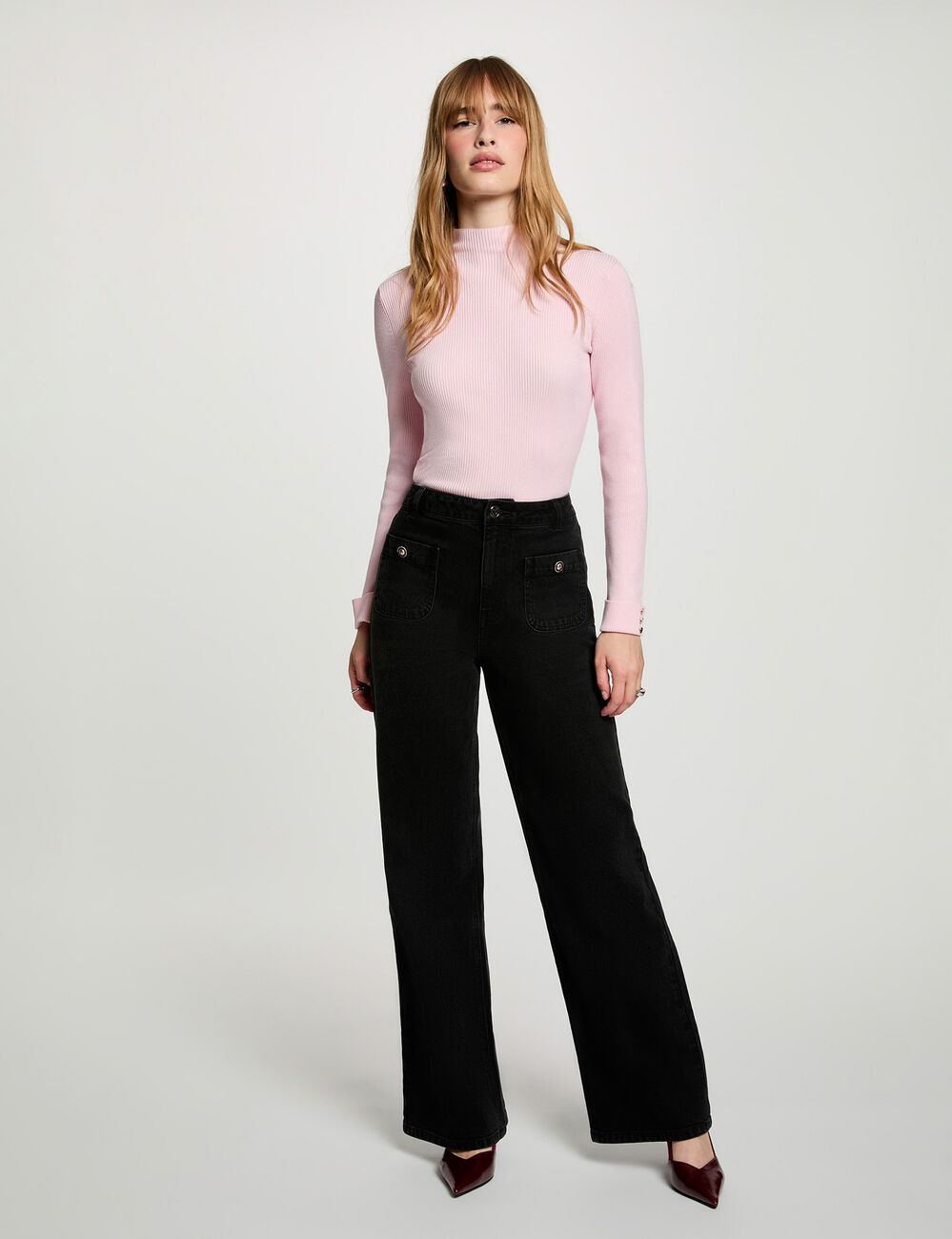 Pullover mit Stehkragen pastellrosa damen