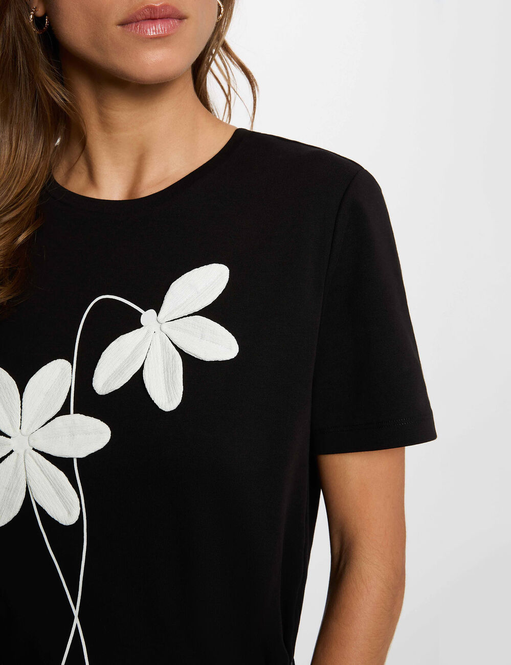 T-Shirt mit Rundhalsausschnitt schwarz damen