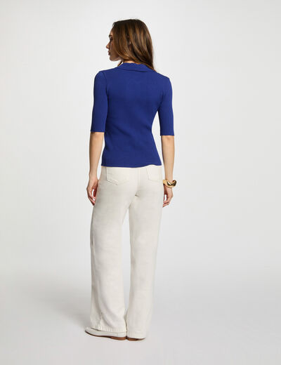 Gilet manches 3/4 bleu pétrole femme