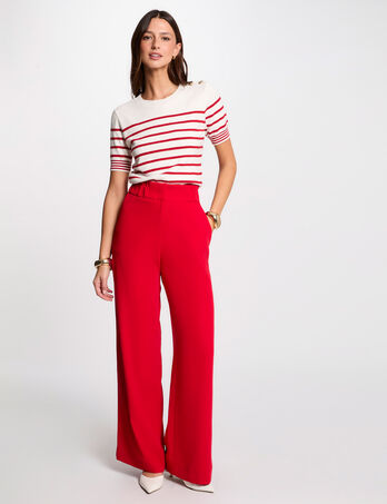 Pantalon large à fronces rouge femme