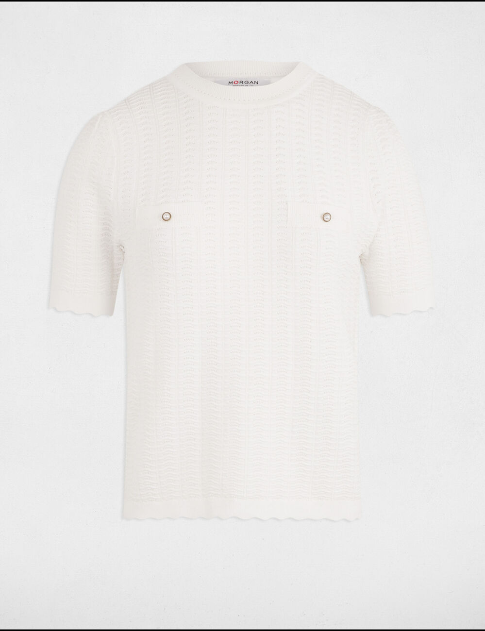 Pull manches courtes blanc femme