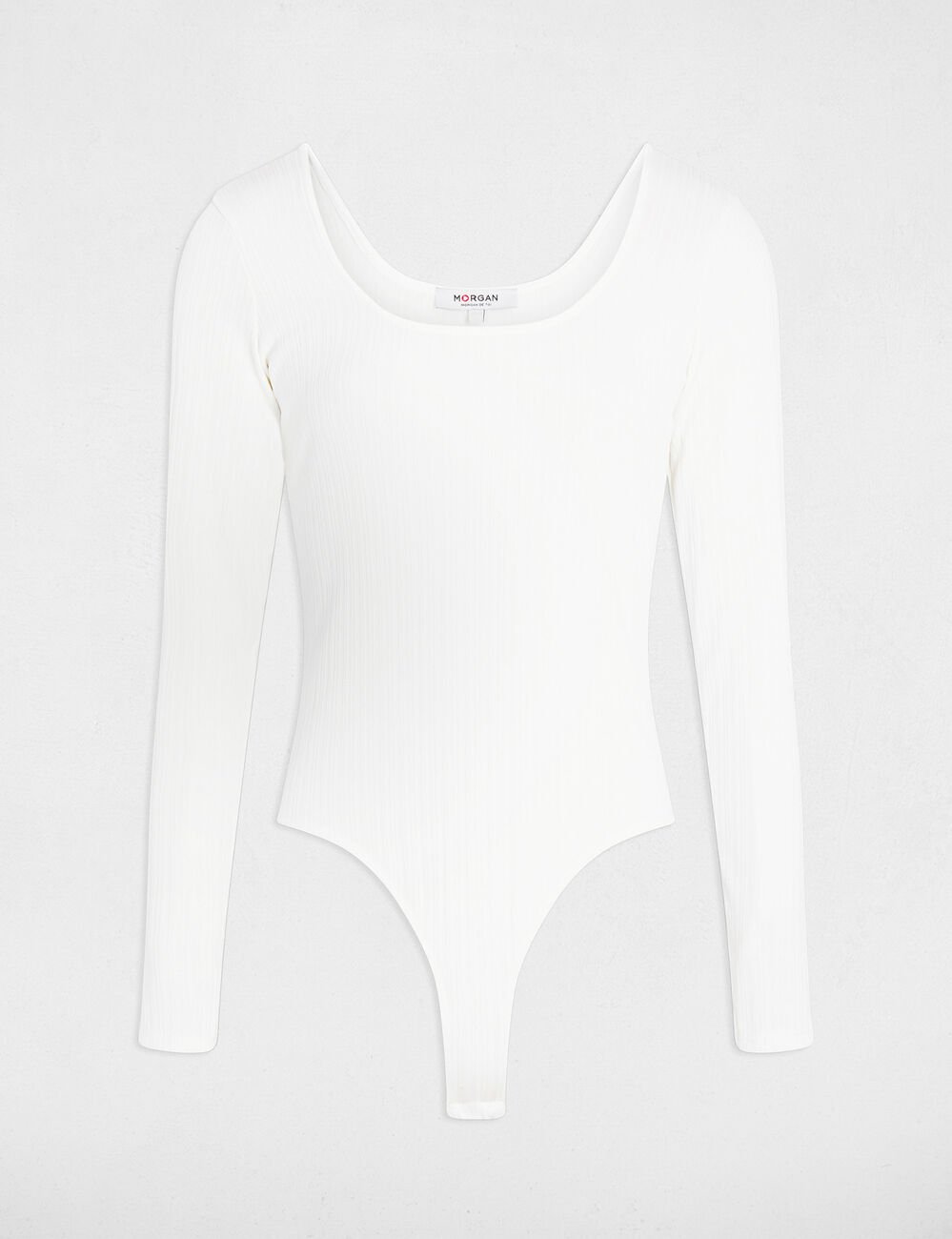 Body d&eacute;collet&eacute; manches longues blanc femme