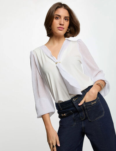 Langärmliges T-Shirt weiss damen