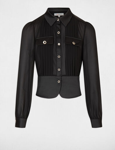 bluse mit langen armeln und falten schwarz damen Bluse mit langen Ärmeln und Falten schwarz damen