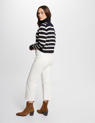 Pull col roulé à rayures marine femme