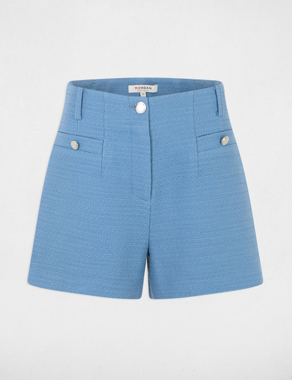 Gerade geschnittener Tweed-Short bleu gris damen