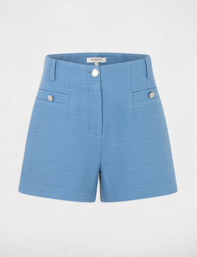 Short droit tweed bleu gris femme
