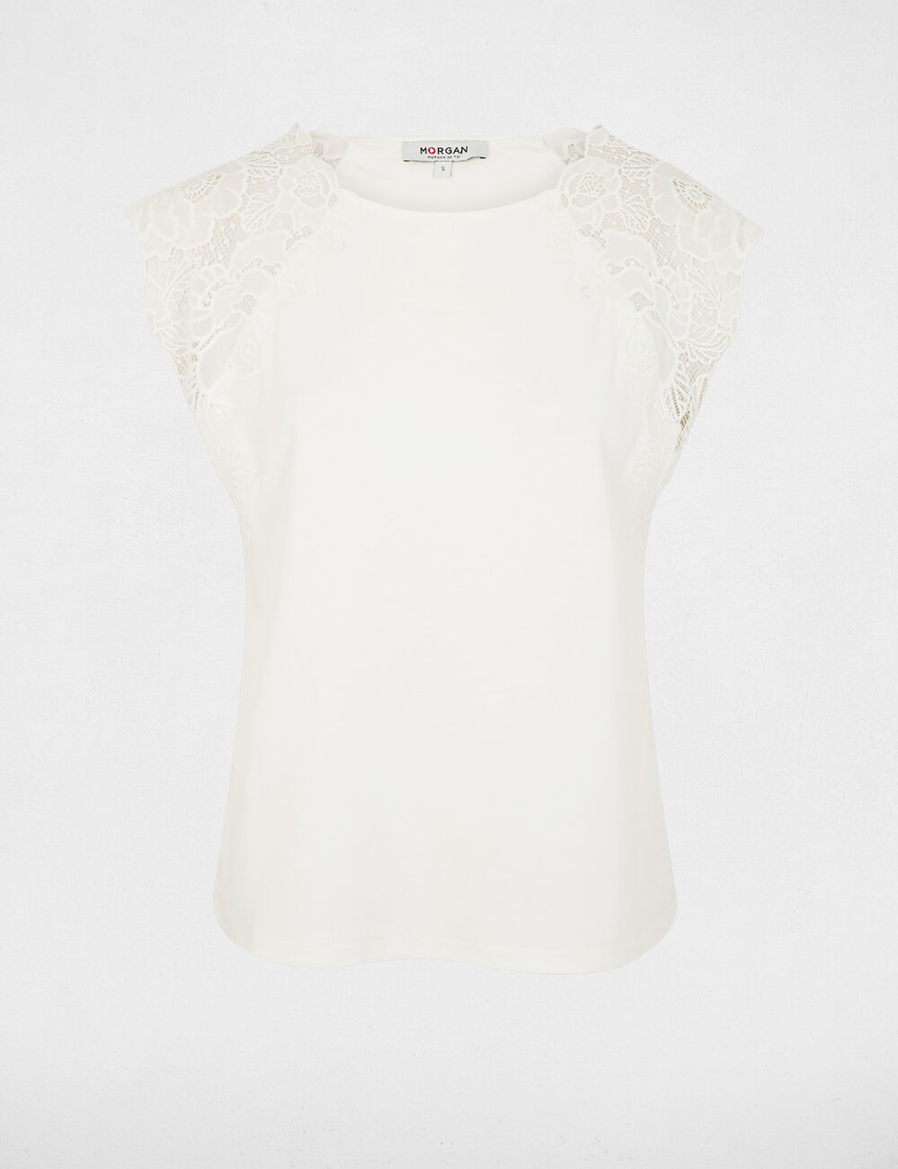 &Auml;rmelloses Spitzen-Top weiss damen
