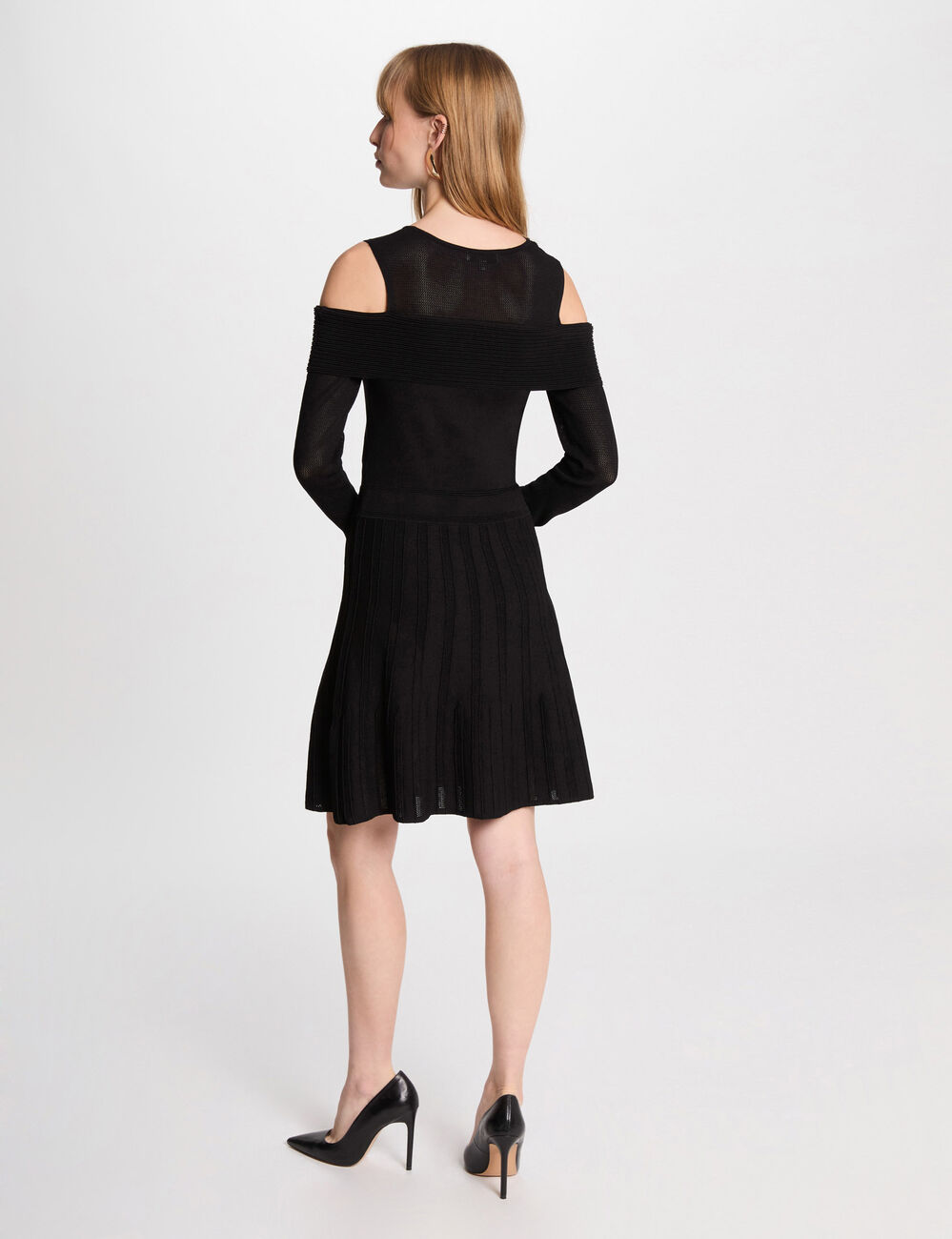 Kurzes, gestricktes Trapez-Kleid schwarz damen