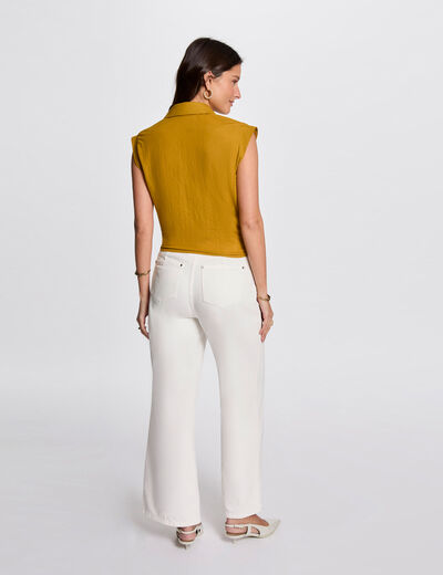 Blouse sans manches jaune moutarde femme