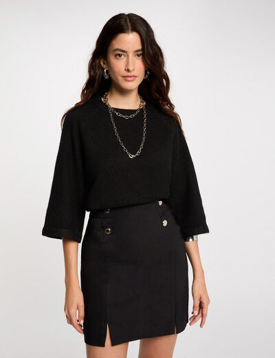 Jupe courte à boutons noir femme