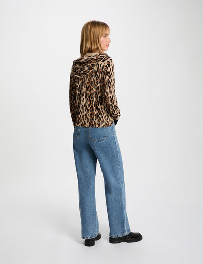 Pull droit &agrave; capuche multicolore femme